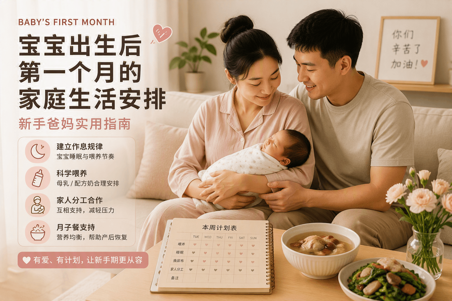 宝宝满月前家庭照护节奏怎么安排?