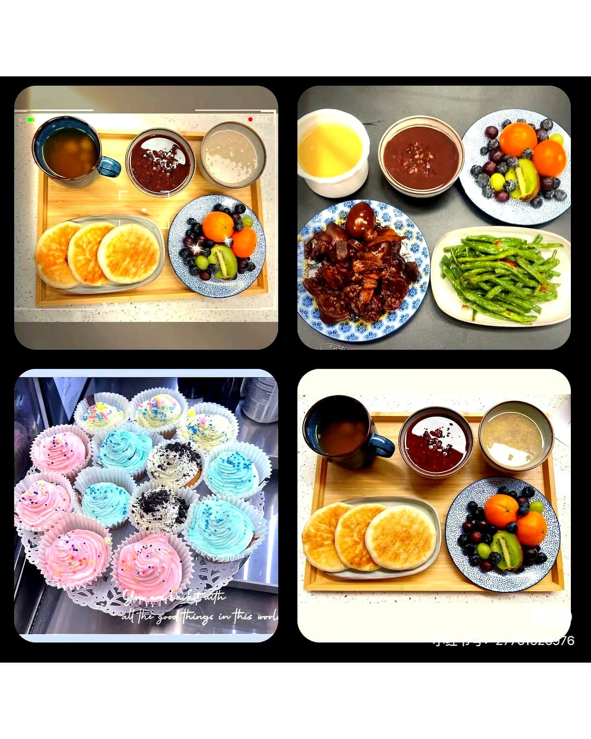 加华月子餐完整餐食示例,包含主菜、饭、汤、蔬菜、水果和甜品